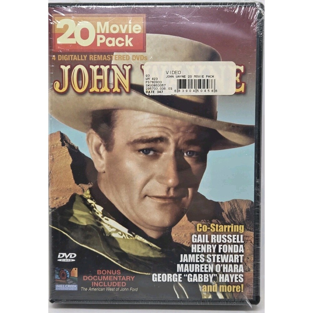 John Wayne 20 Movie Pack DVD Box Set 4 Discs Mill Creek Sealed Tear On Edge